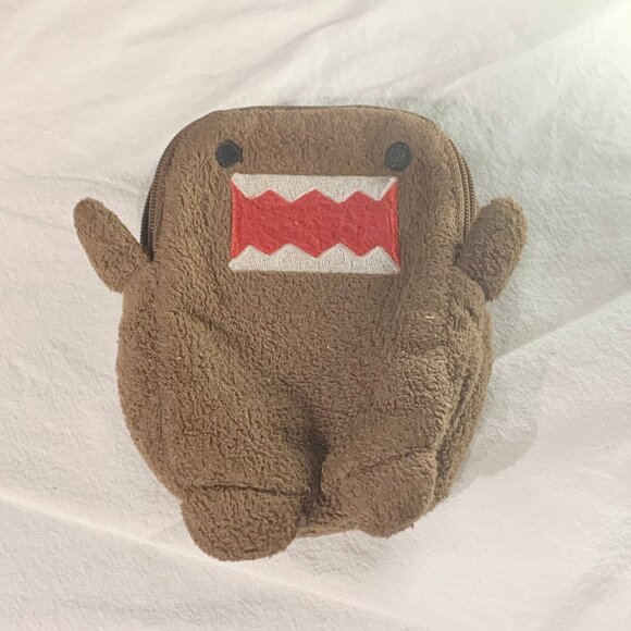 VTG Y2K NHK Domo-kun Plush Zipper Pouch Case Cute Brown Character Coin Purse - Picture 1 of 6